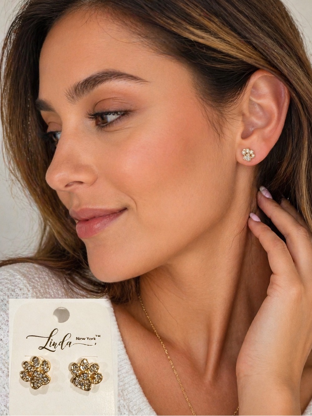 Linda New York | Pushback Paw Print Earrings NWT Gold or Silver Tone Cute Animal